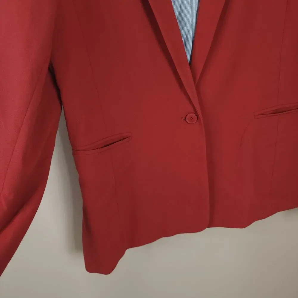 Banana Republic Burnt Orange One Button Closure Boyfriend Blazer Size 12 - Picture 4 of 11
